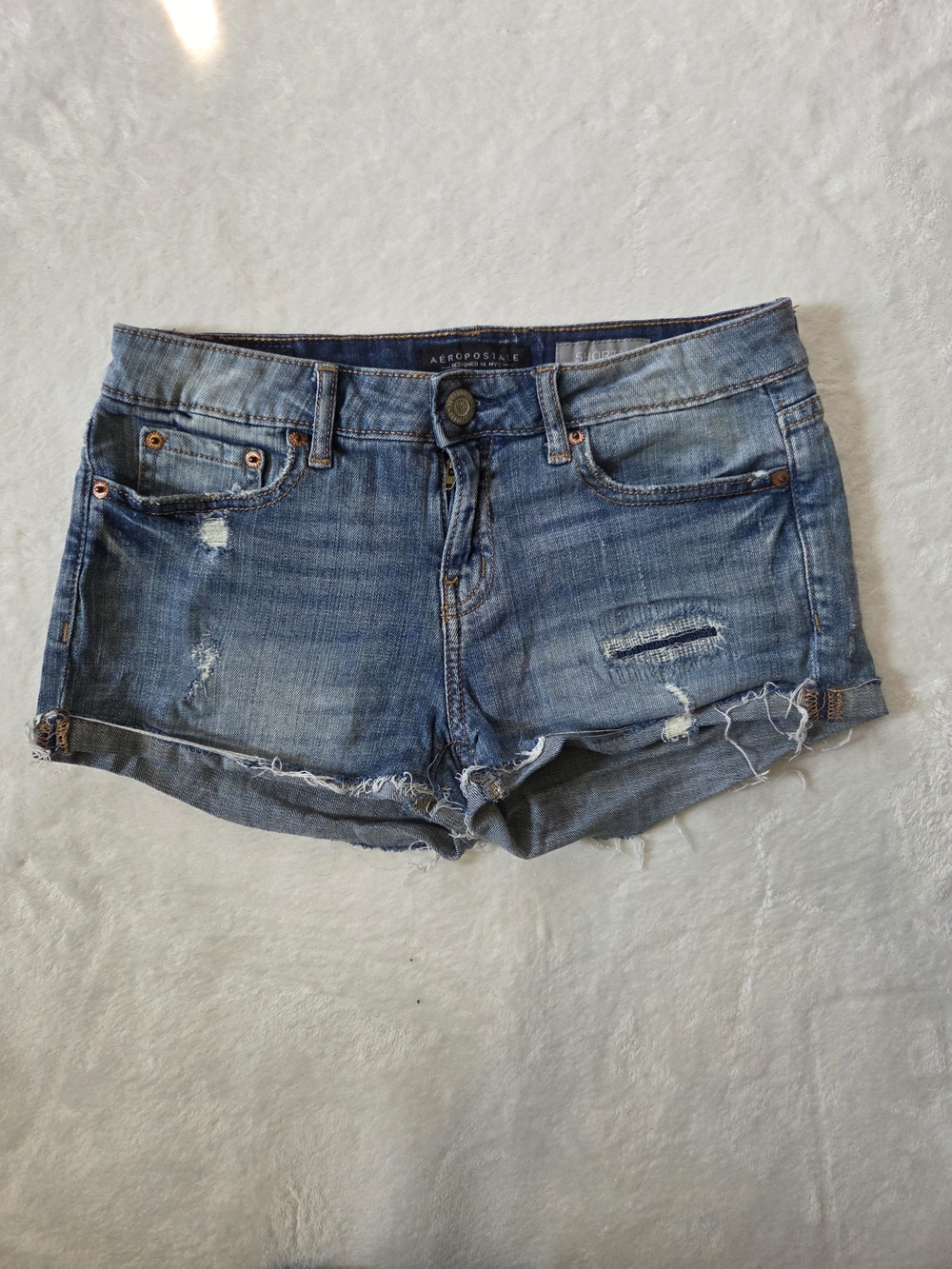 Aeropostale Distressed Denim Shorty Shorts 28 Y2K Bratz Low Rise Indie Sleaze